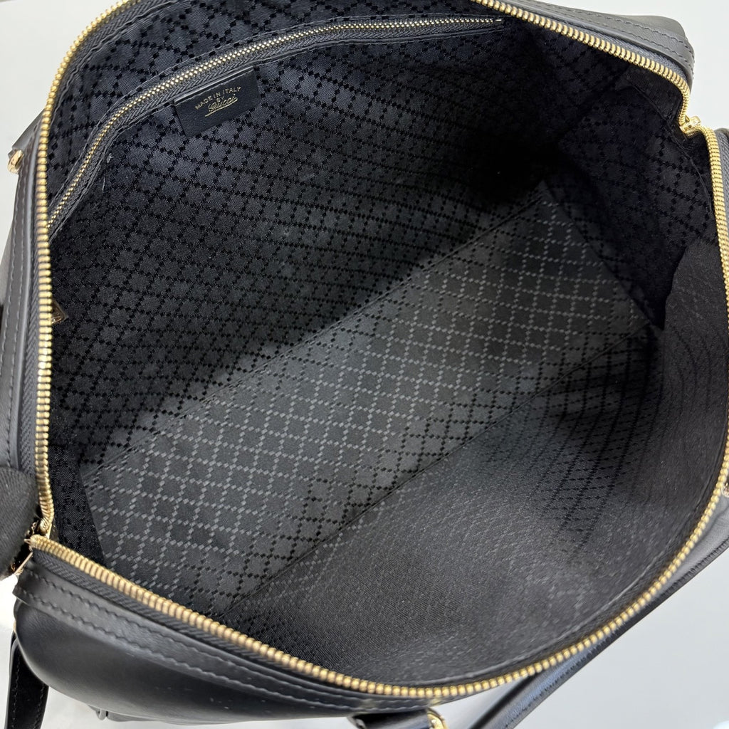 Gucci Black Leather & Canvas Horsebit Handbag