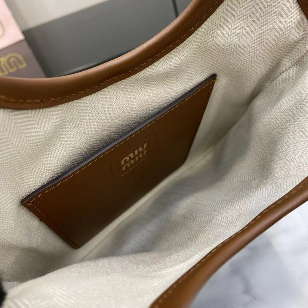 Miu Miu Brown Leather Logo Tote Bag