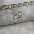 Miu Miu White Leather Logo Tote Bag
