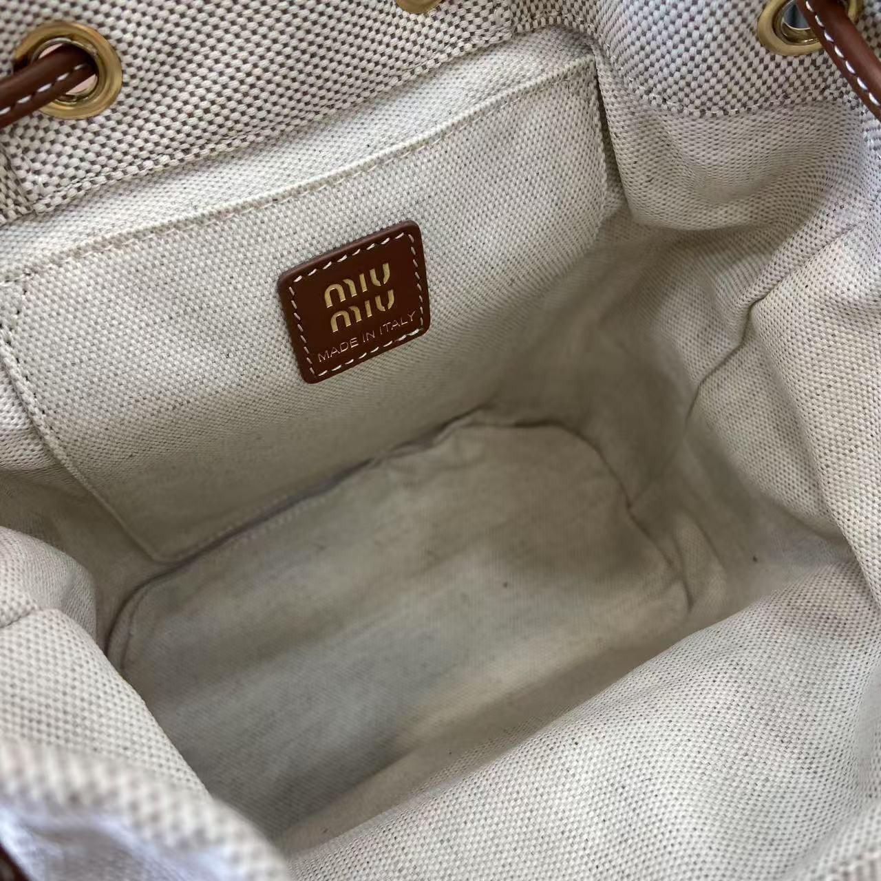 Miu Miu Brown Canvas & Calfskin Leather Backpack
