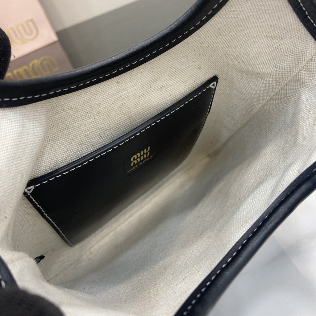 Miu Miu Black Leather Logo Tote Bag