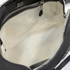Miu Miu Black Leather & Linen Logo Handbag
