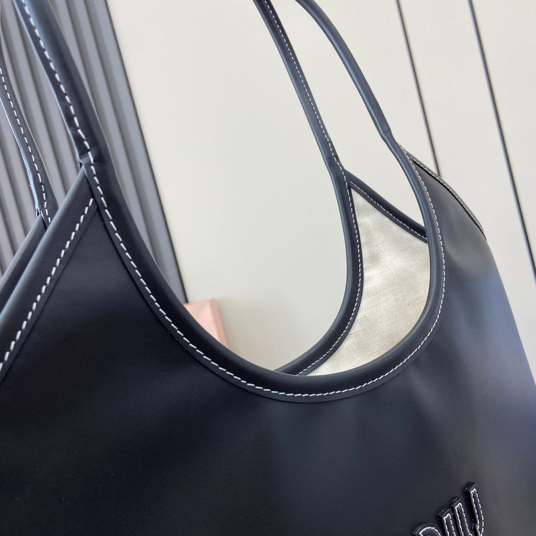 Miu Miu Leather Letter-Motif Tote Bag