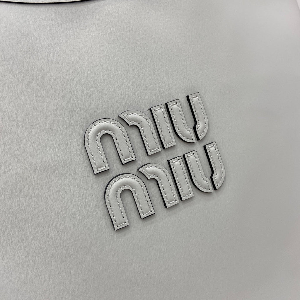 Miu Miu White Leather Letter-Motif Tote Bag