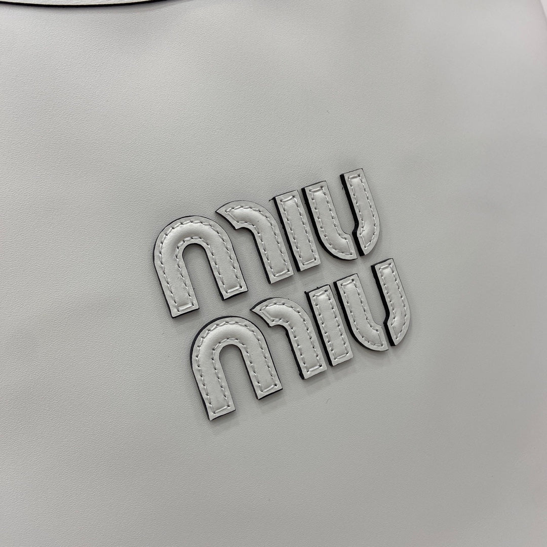 Miu Miu White Leather Letter-Motif Tote Bag