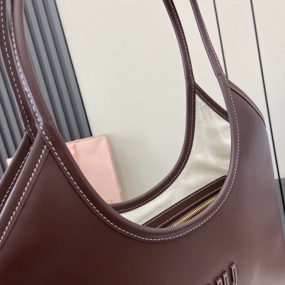 Miu Miu Red Leather Letter-Motif Tote Bag