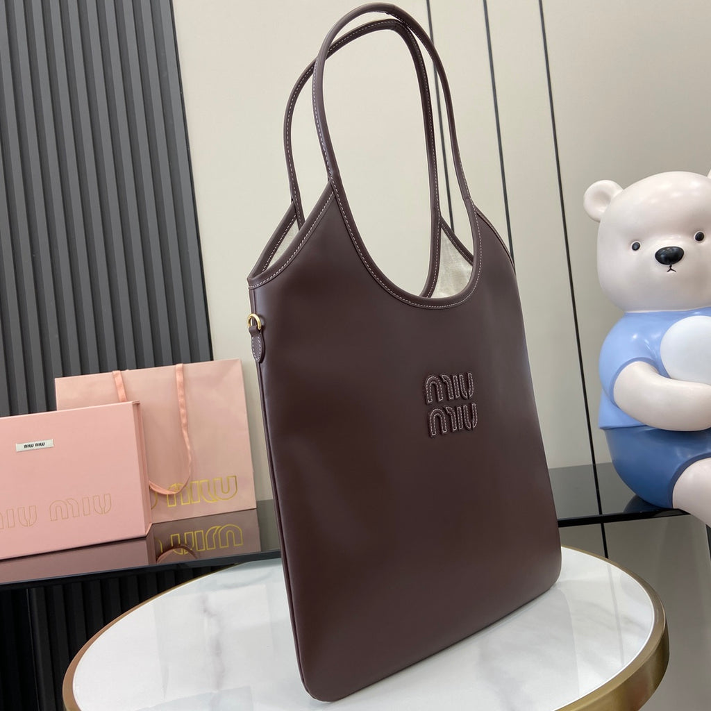 Miu Miu Red Leather Letter-Motif Tote Bag