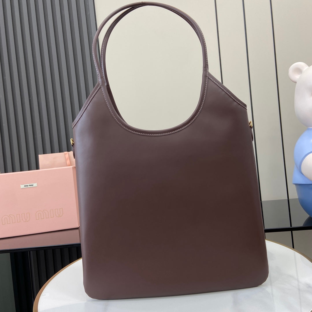 Miu Miu Red Leather Letter-Motif Tote Bag
