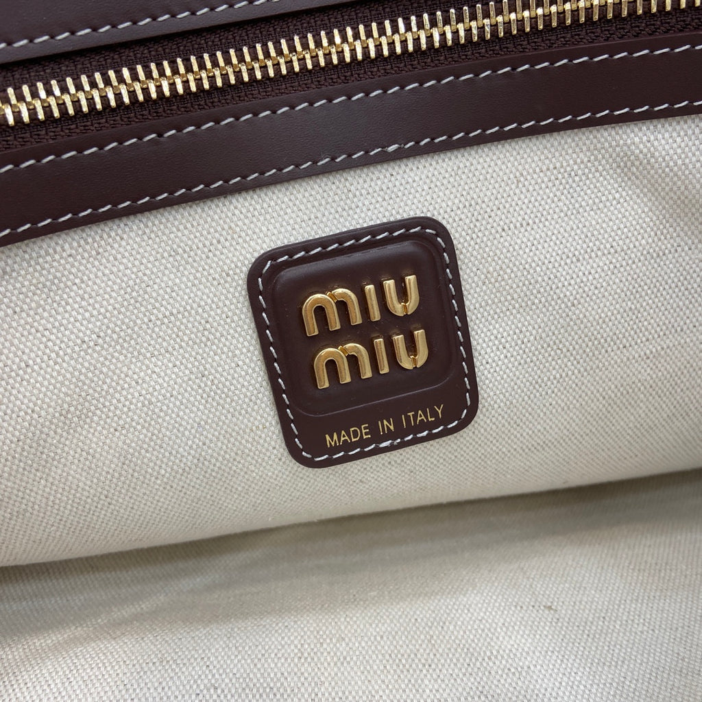 Miu Miu Red Leather Letter-Motif Tote Bag