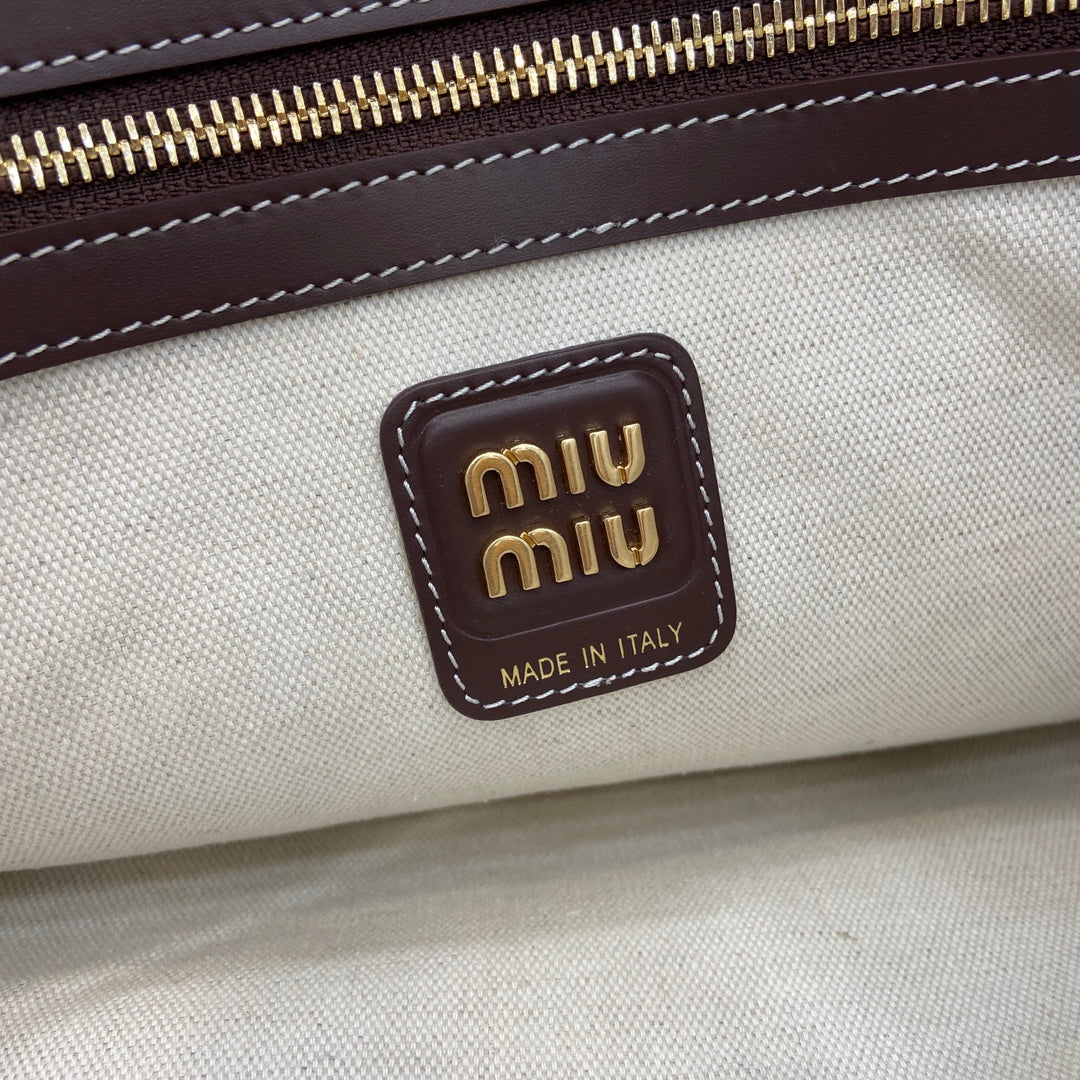Miu Miu Red Leather Letter-Motif Tote Bag