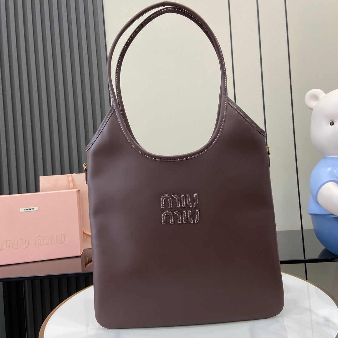 Miu Miu Red Leather Letter-Motif Tote Bag