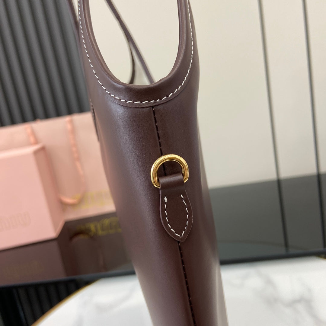Miu Miu Red Leather Letter-Motif Tote Bag