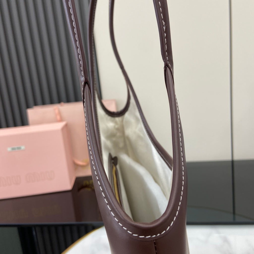 Miu Miu Red Leather Letter-Motif Tote Bag