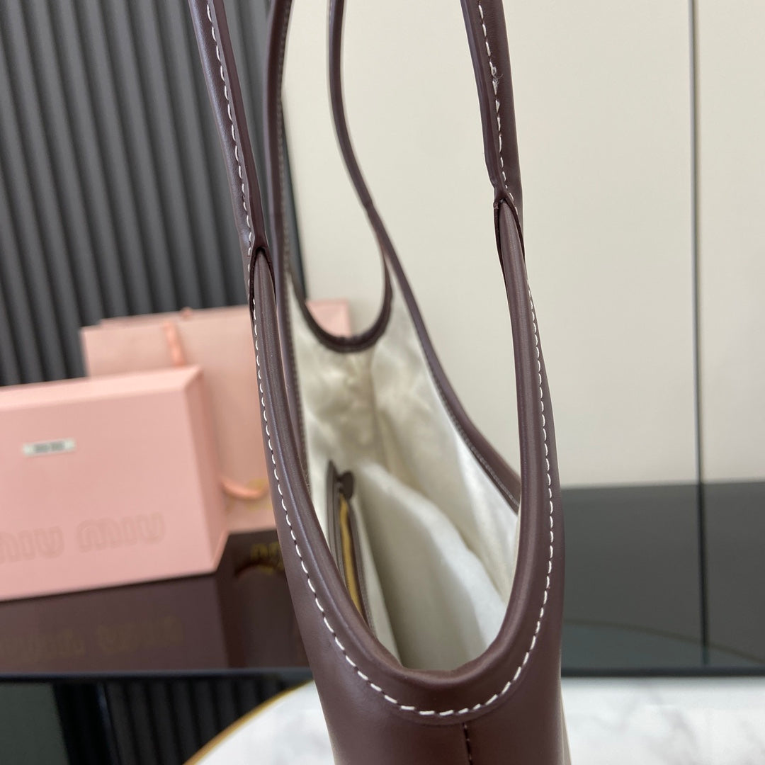 Miu Miu Red Leather Letter-Motif Tote Bag