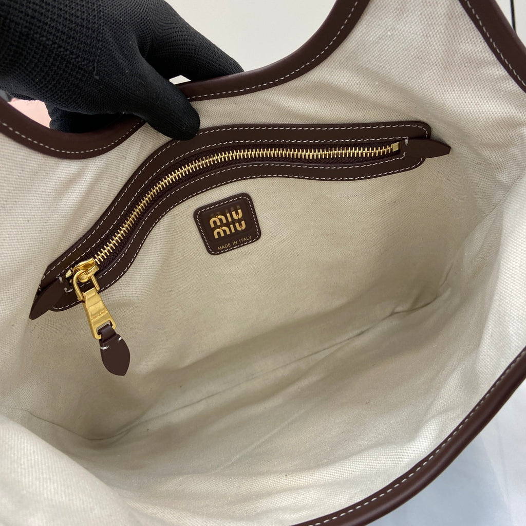 Miu Miu Red Leather Letter-Motif Tote Bag
