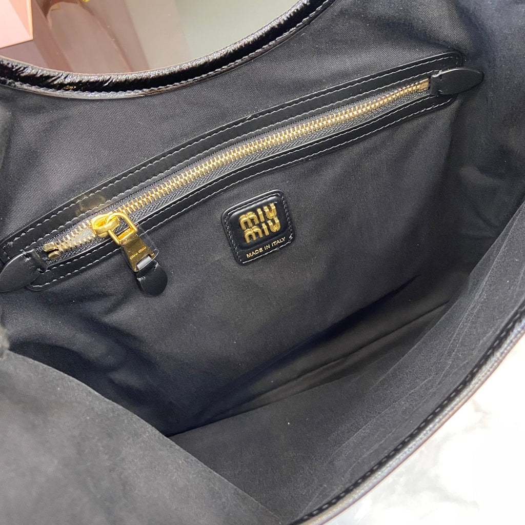 Lambskin Leather Letter-Motif Tote Bag