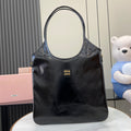 Lambskin Leather Letter-Motif Tote Bag