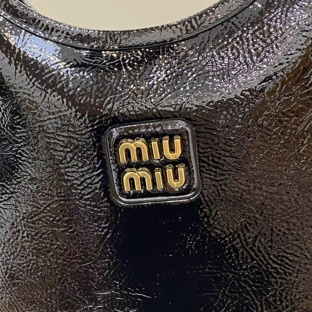 Black Leather Letter-Motif Tote Bag