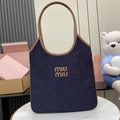 Miu Miu Black Leather Letter-Motif Tote Bag