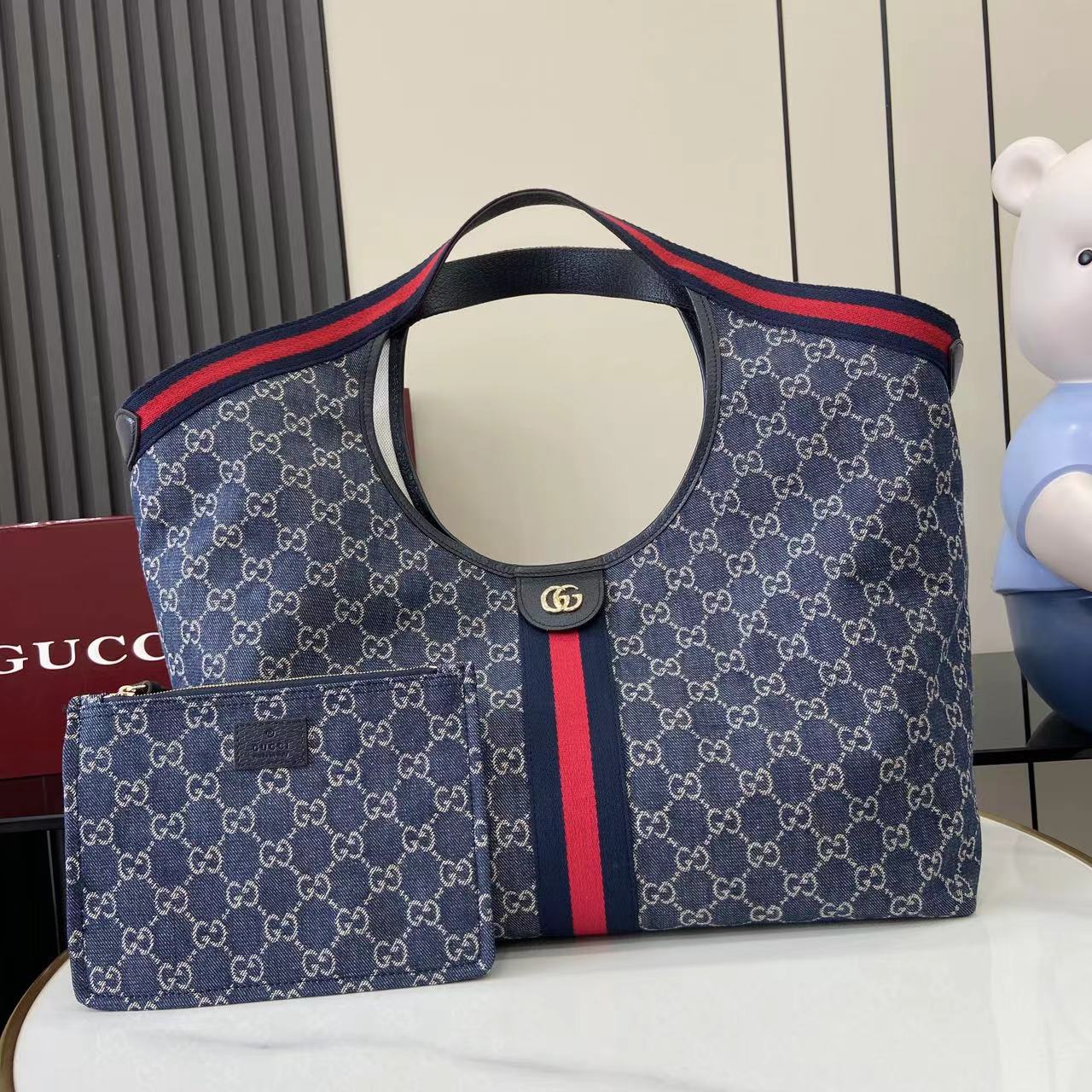 Gucci Light Blue Double G Tote Bag