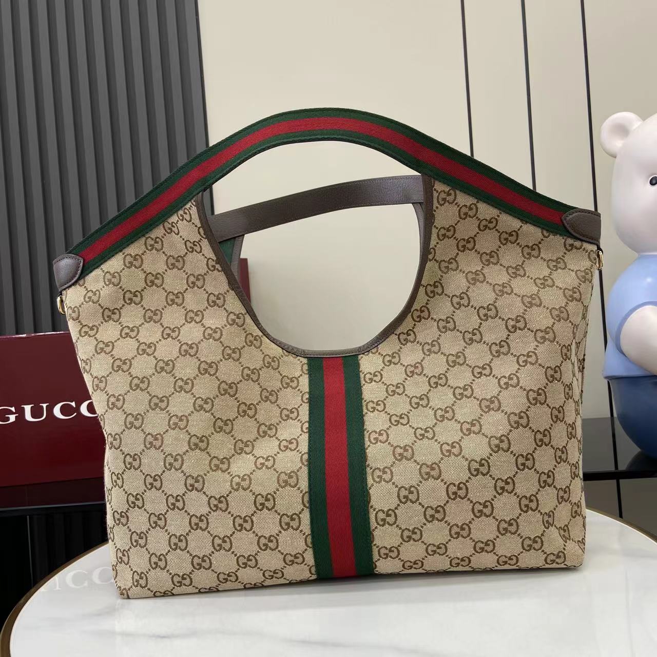 Gucci White Canvas Double G Tote Bag