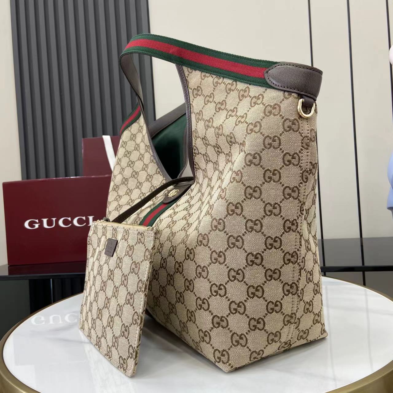 Gucci White Canvas Double G Tote Bag