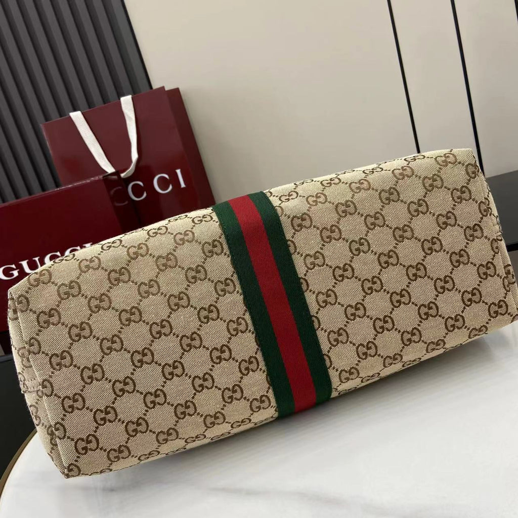 Gucci White Canvas Double G Tote Bag