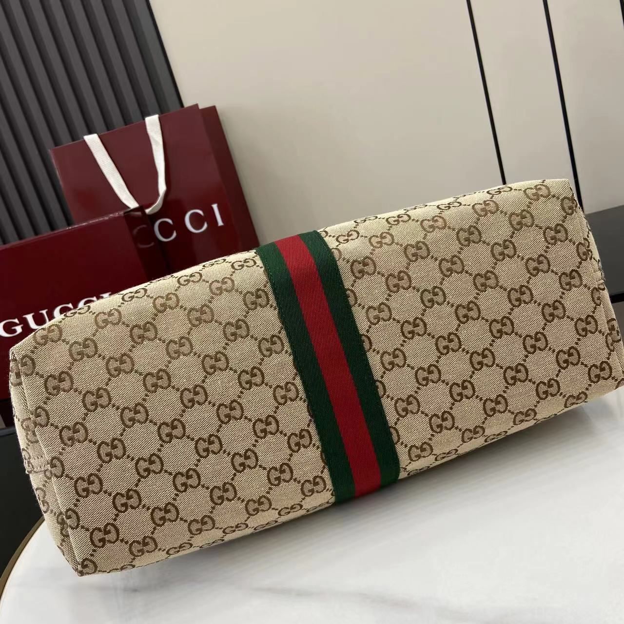 Gucci White Canvas Double G Tote Bag