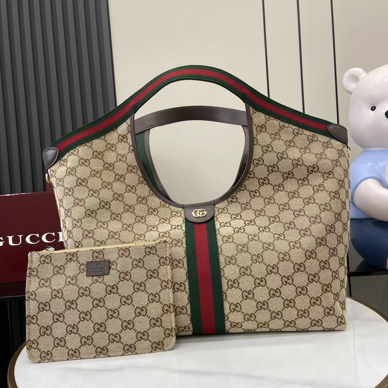 Gucci White Canvas Double G Tote Bag