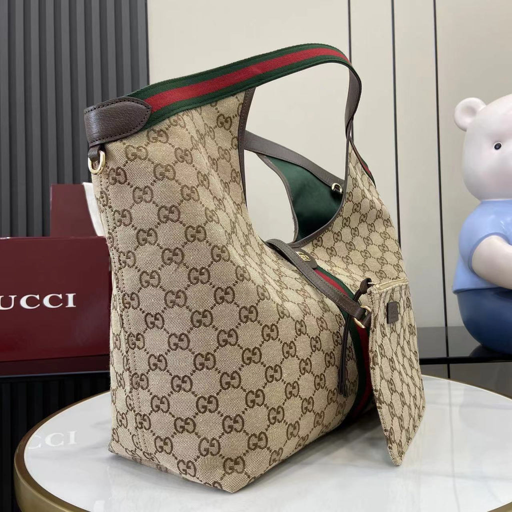 Gucci White Canvas Double G Tote Bag