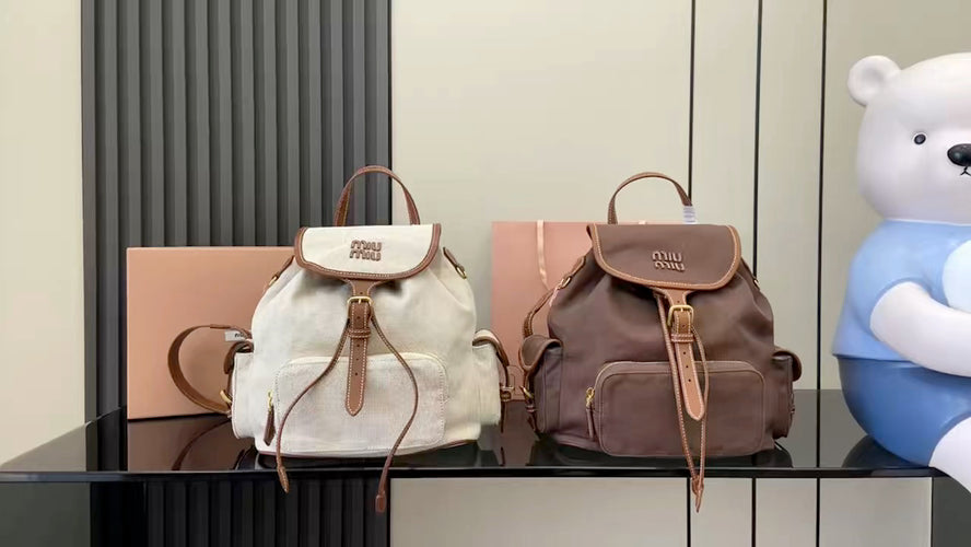 Brown Linen Backpack