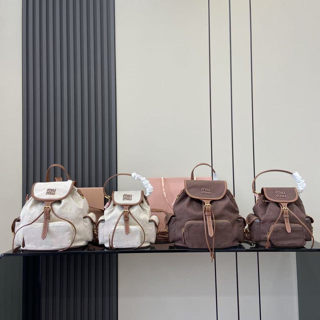 Brown Linen Backpack
