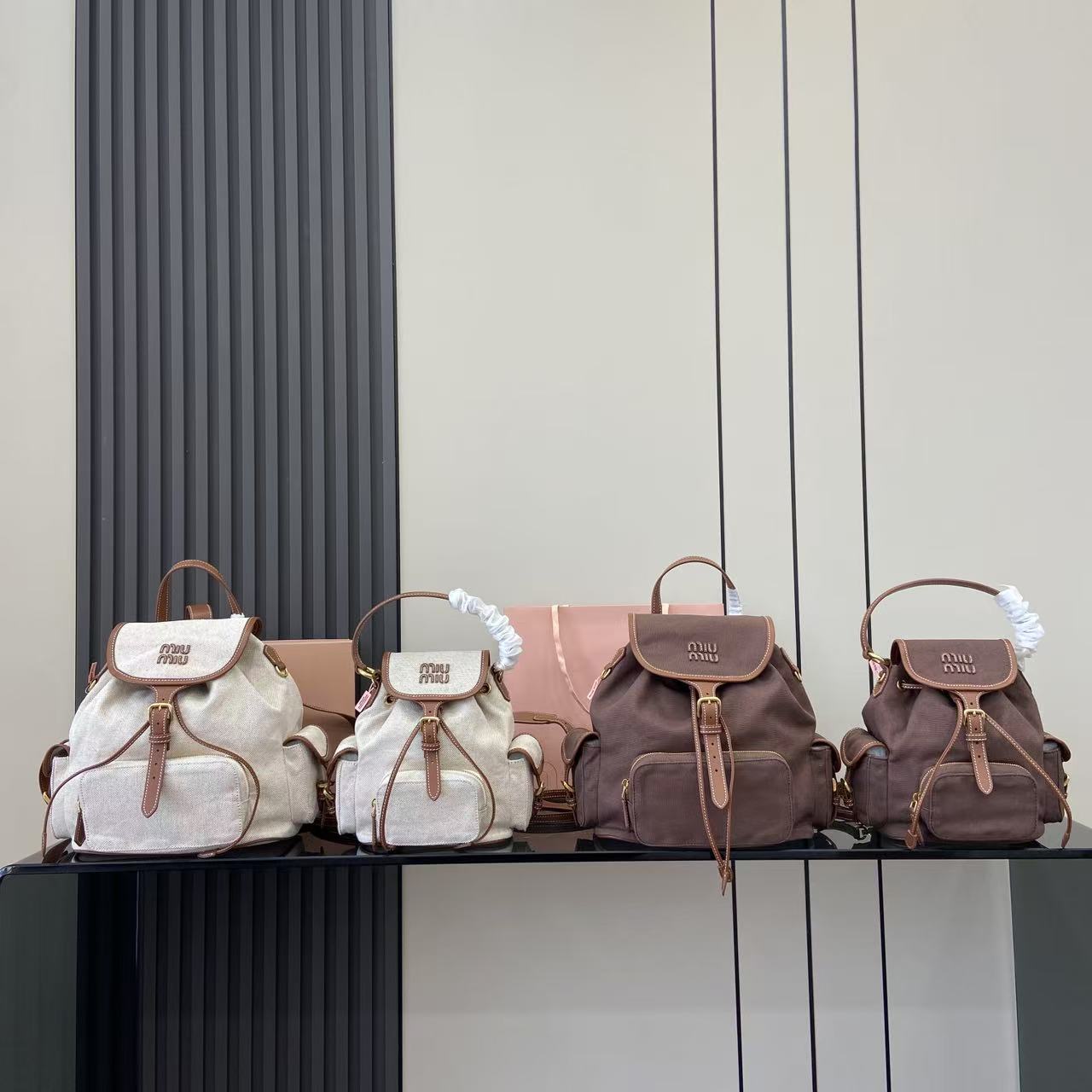 Brown Linen Backpack