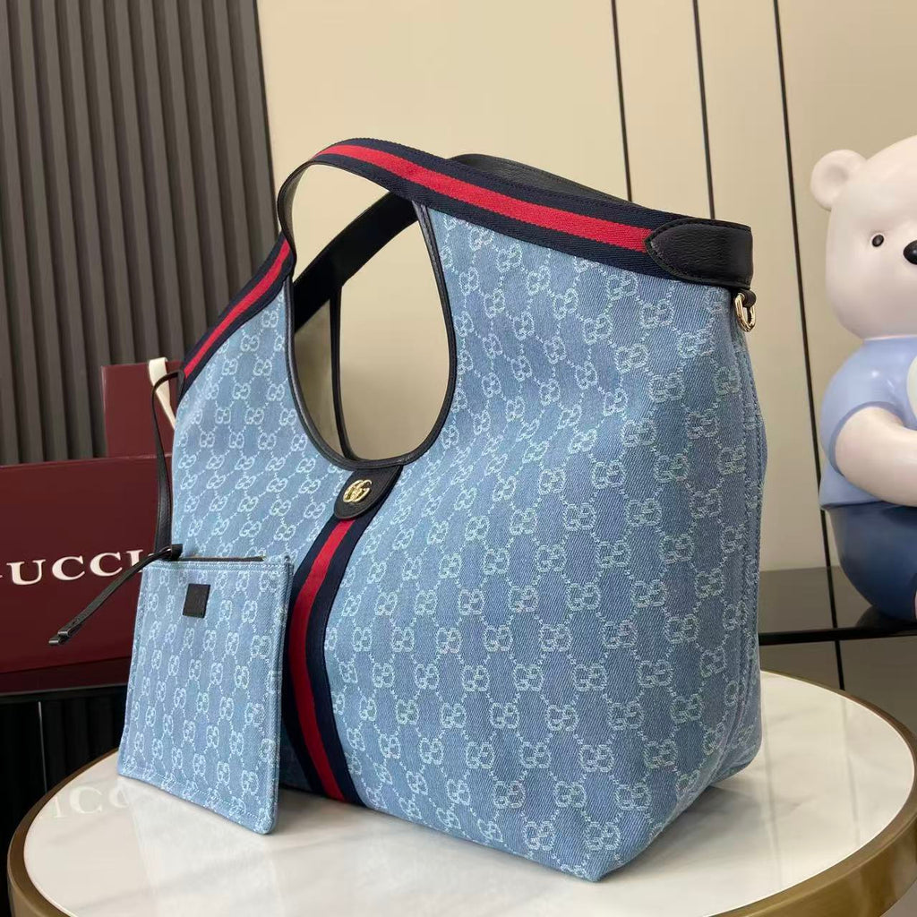 Gucci Light Blue Double G Tote Bag