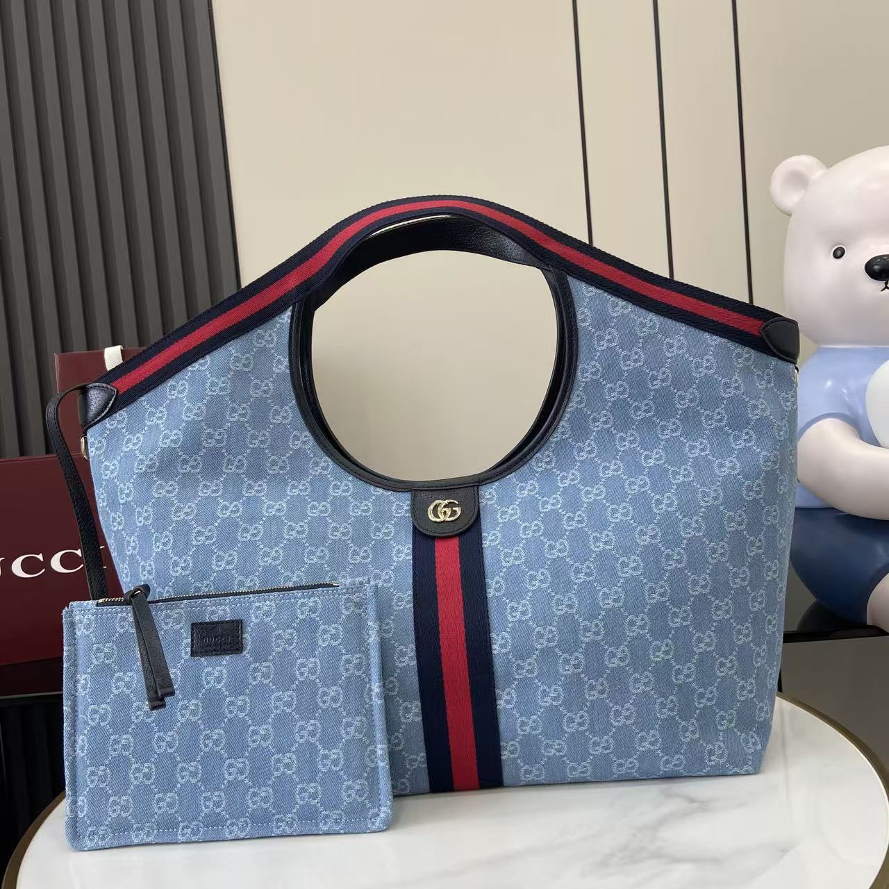 Gucci Light Blue Double G Tote Bag