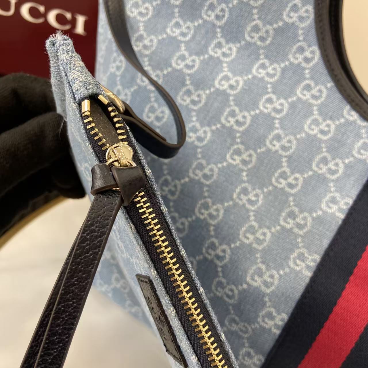 Gucci Light Blue Double G Tote Bag