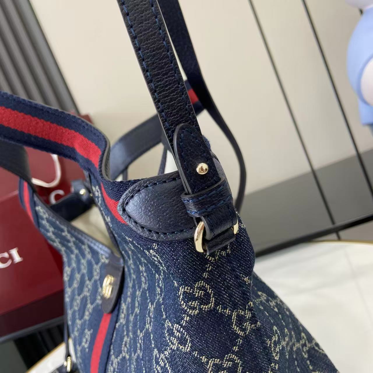 Gucci White Leather Double G Tote Bag