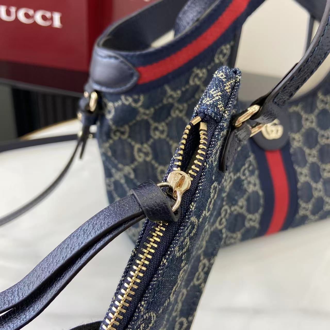 Gucci White Leather Double G Tote Bag