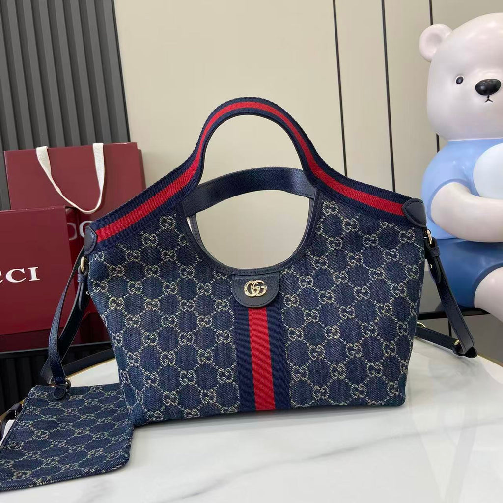 Gucci White Leather Double G Tote Bag