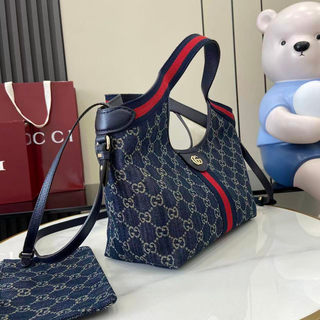 Gucci White Leather Double G Tote Bag