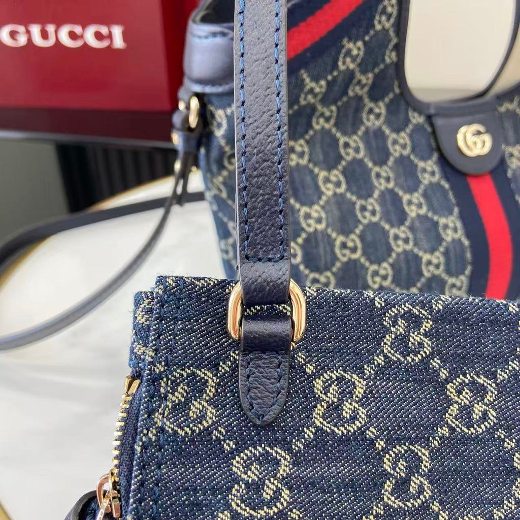 Gucci White Leather Double G Tote Bag