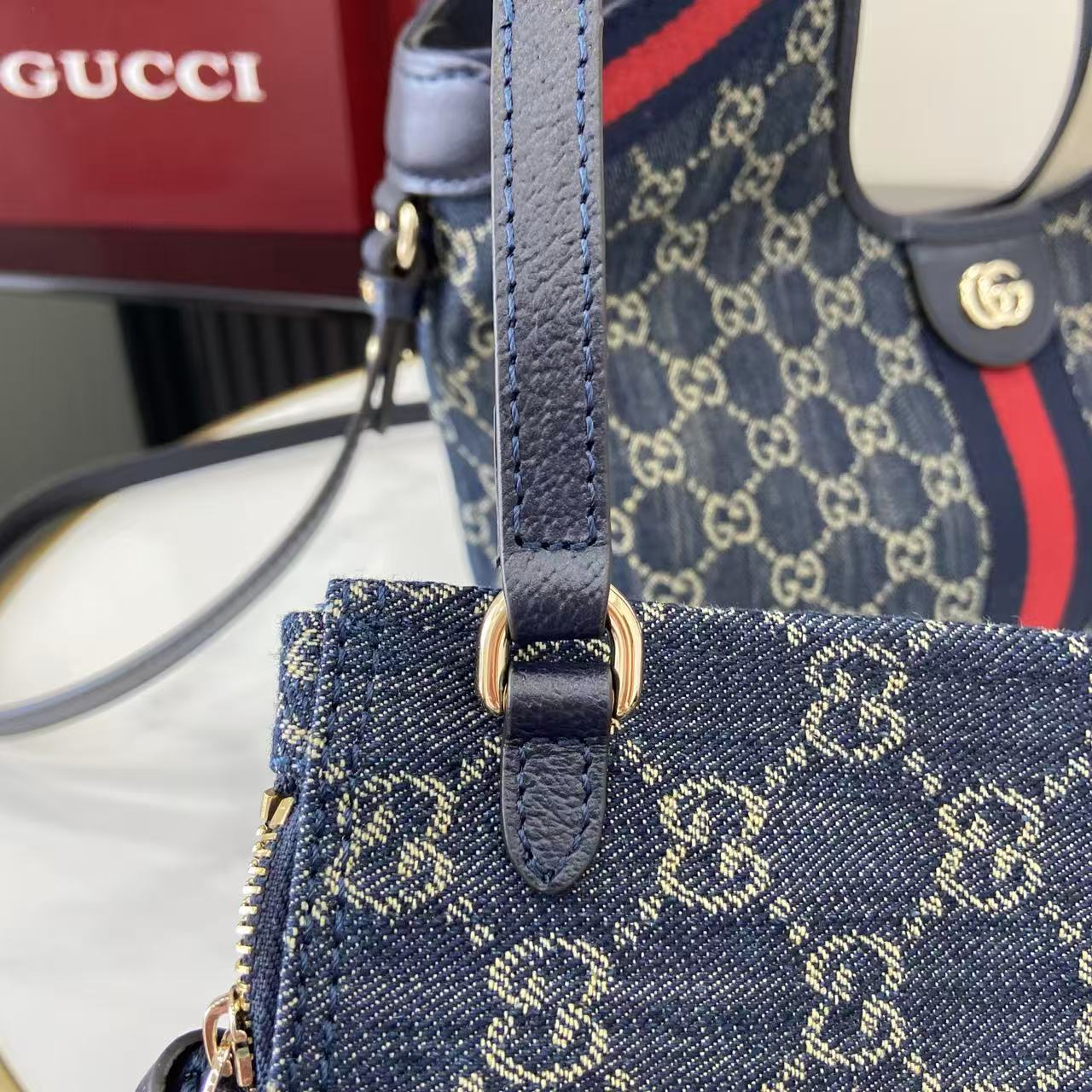 Gucci White Leather Double G Tote Bag