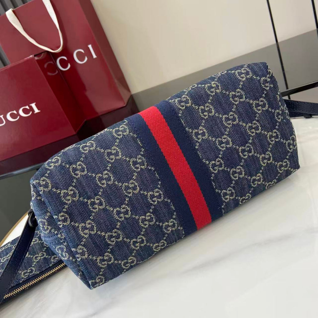 Gucci White Leather Double G Tote Bag
