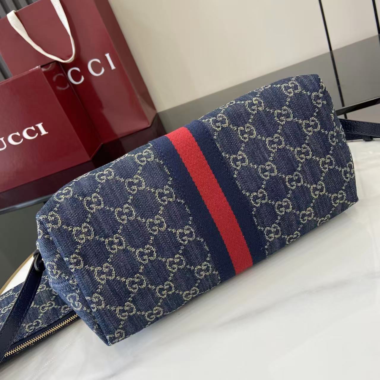 Gucci White Leather Double G Tote Bag