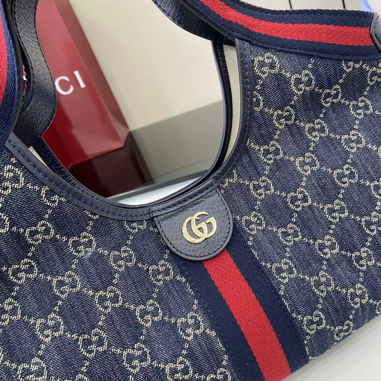 Gucci White Leather Double G Tote Bag