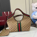 Gucci Brown Linen Double G Tote Bag
