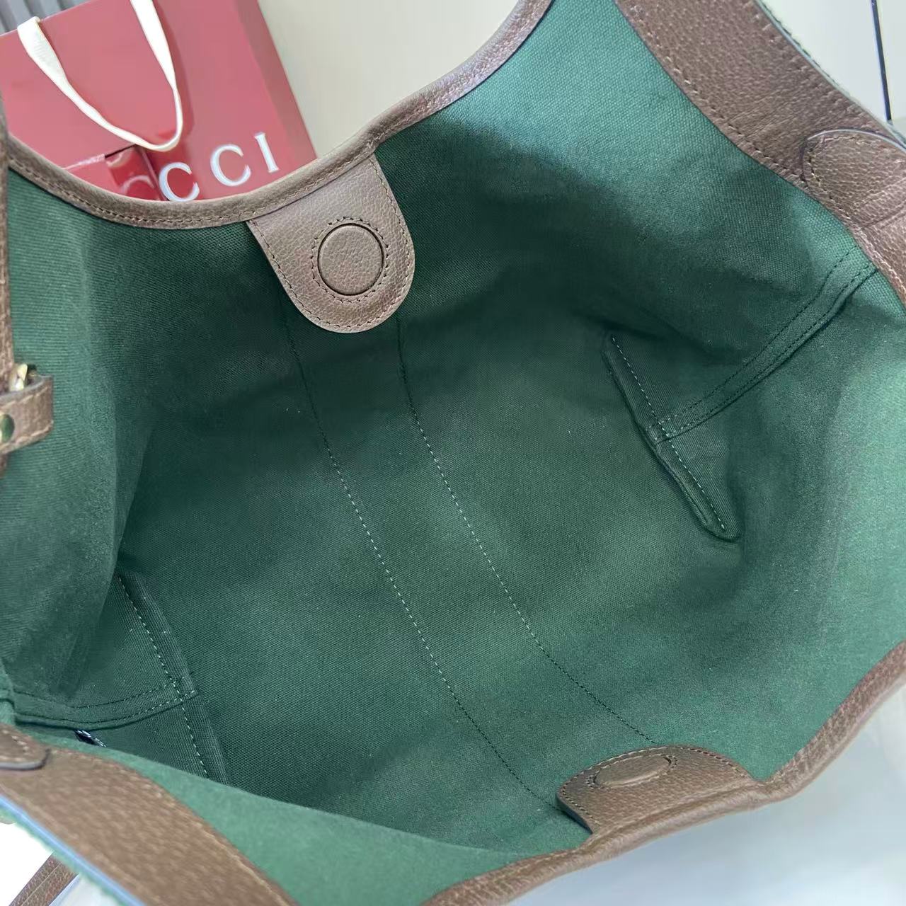 Gucci Brown Linen Double G Tote Bag