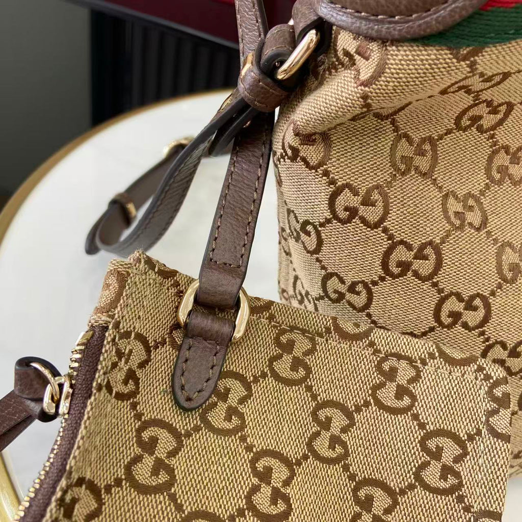 Gucci Brown Linen Double G Tote Bag