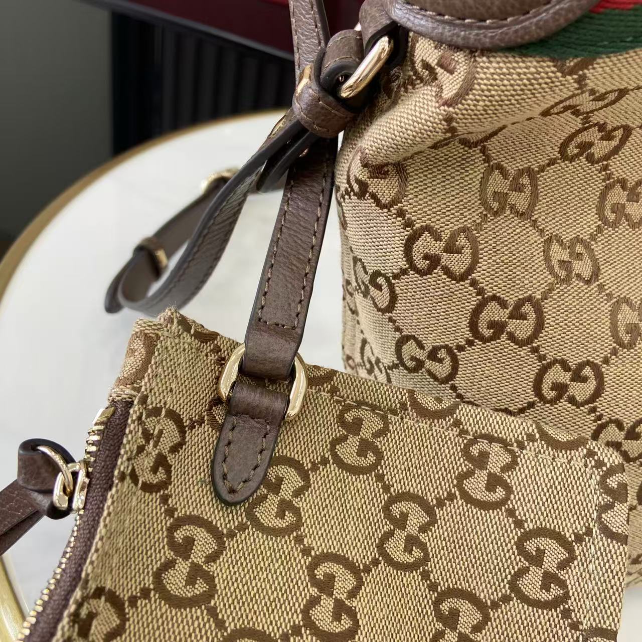 Gucci Brown Linen Double G Tote Bag