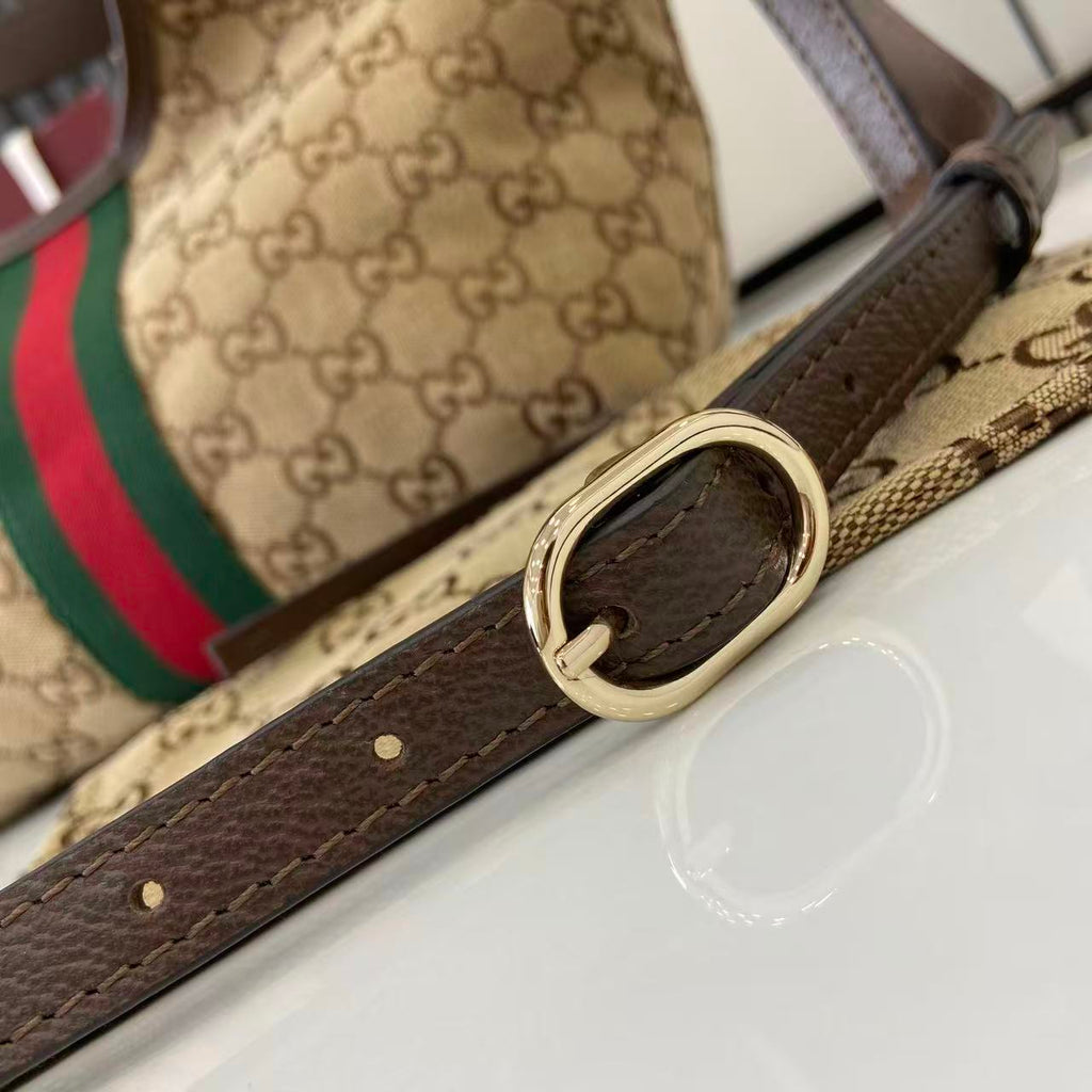 Gucci Brown Linen Double G Tote Bag